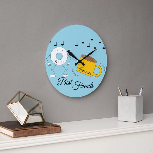 Grande Horloge Ronde Dancing Powered Donut & Coffe Mug : (Bureau)