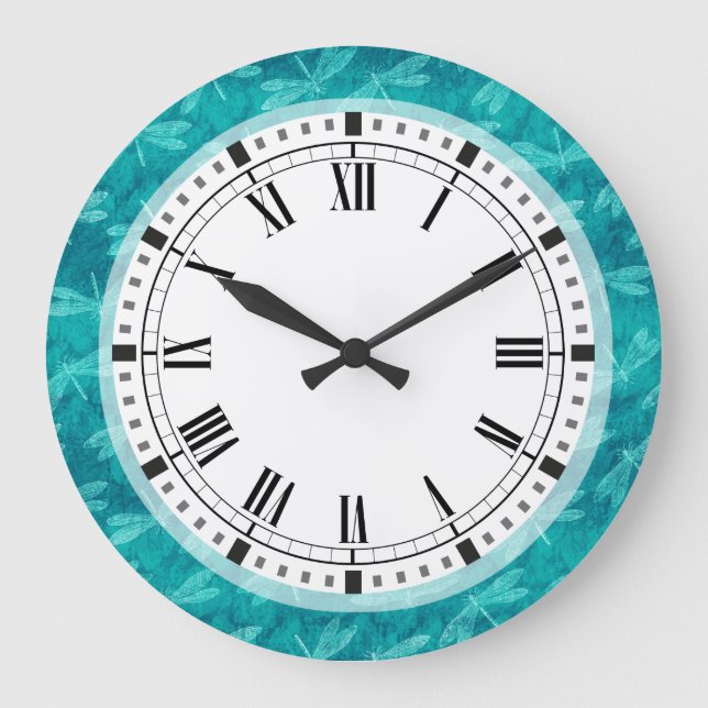 Grande Horloge Ronde Danse des libellules vertes (Recto)