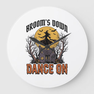 Grande Horloge Ronde Danseuse Sorcière Drôle Gravure Halloween Vintage 