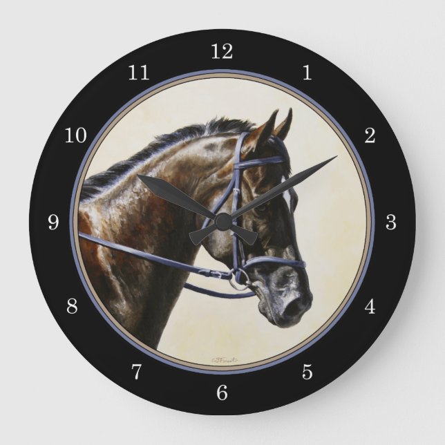 Grande Horloge Ronde Dark Bay Dressage Horse Blue Black (Recto)