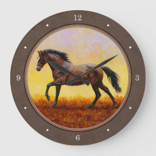 Grande Horloge Ronde Dark Bay Runse Horse Taupe