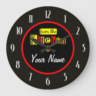 Grande Horloge Ronde De la cuisine de avec des chiffres blancs sur fond