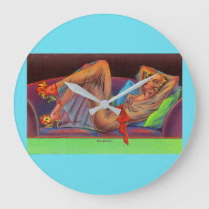 Grande Horloge Ronde début des années 1940 Belle fille à épingle