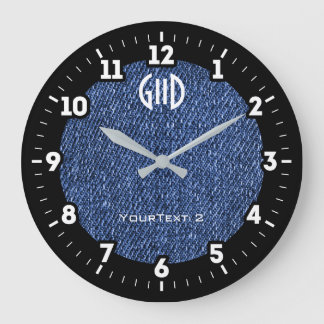 Grande Horloge Ronde Décontracté Denim Blue Jeans Style sur une