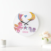 Décor de l'horloge Unicorne pour les filles