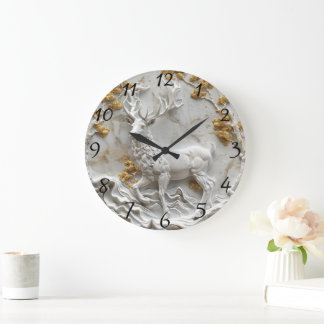 Grande Horloge Ronde Décor de Noël des rennes de fête