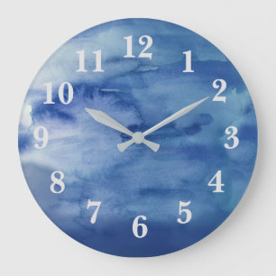 Grande Horloge Ronde Décor de plage d'eau bleue Abstraite grande horlog
