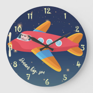 Grande Horloge Ronde Décor d'une chambre pour enfants - Dream Big Airpl