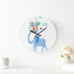 Grande Horloge Ronde Décor sur le thème de la jungle