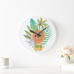 Grande Horloge Ronde Décor sur le thème de la jungle