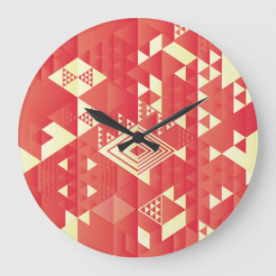 Grande Horloge Ronde Décoratif géométrique, éléments vintages abstraits