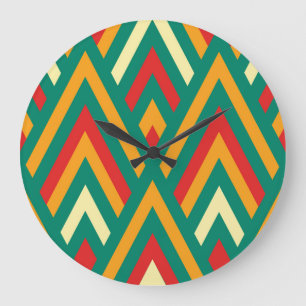 Grande Horloge Ronde Décoratif Géométrique : Vintage Abstrait sans cout