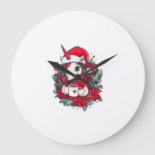 Grande Horloge Ronde Décoration de licorne de Noël Filles Garçons Enfan
