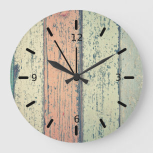 Grande Horloge Ronde Décoration murale en planches rustiques
