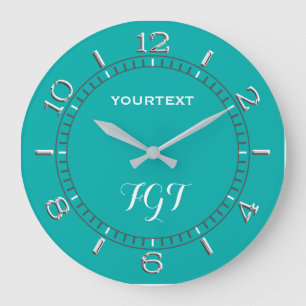 Grande Horloge Ronde Décoration Turquoise Compression Facilement Perso