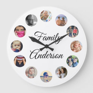 Grande Horloge Ronde Dedication family name upload large photo clock