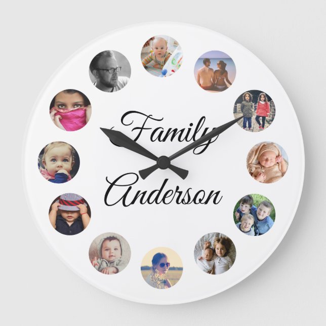 Grande Horloge Ronde Dedication family name upload large photo clock (Recto)