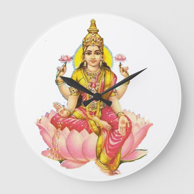 Grande Horloge Ronde déesse lakshmi hindu divinité dollars argent riche (Recto)