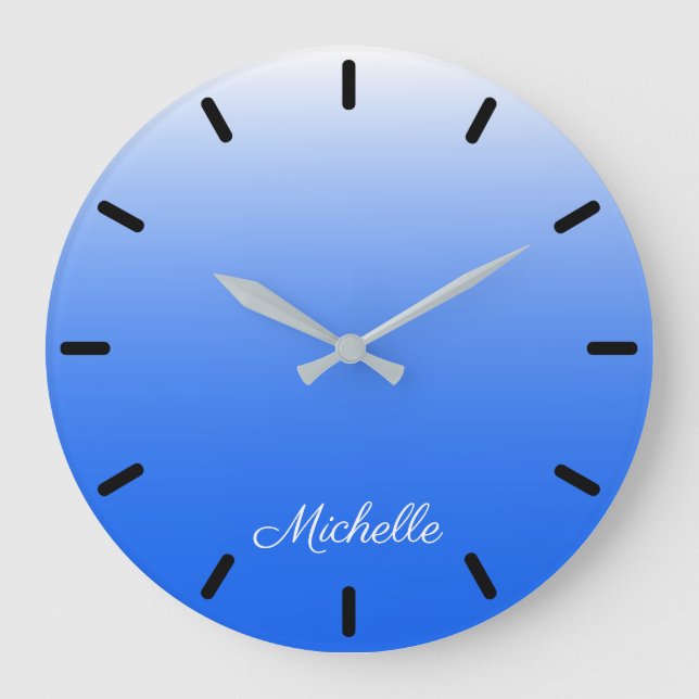 Grande Horloge Ronde dégradé personnalisé ombre électrique bleu (Recto)