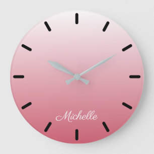 Grande Horloge Ronde dégradé personnalisé ombre rose saumon