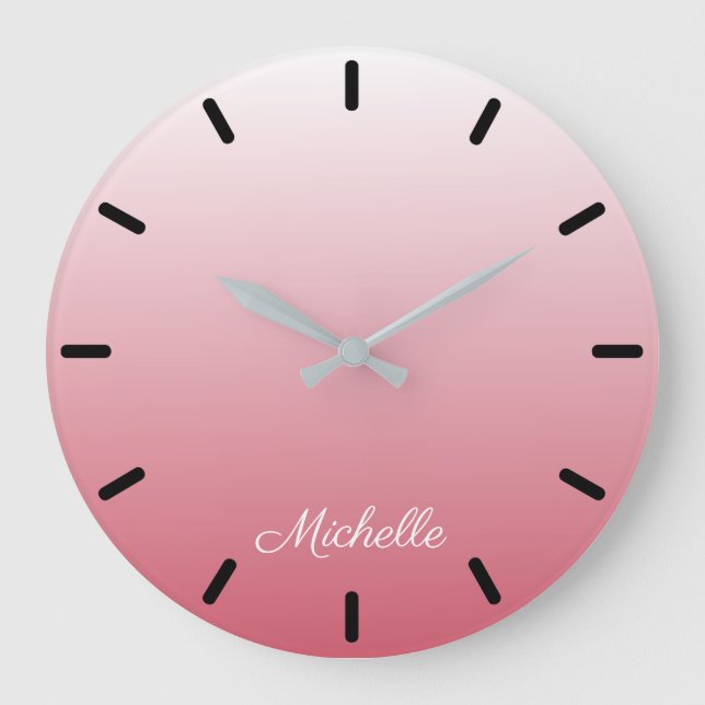 Grande Horloge Ronde dégradé personnalisé ombre rose saumon (Recto)