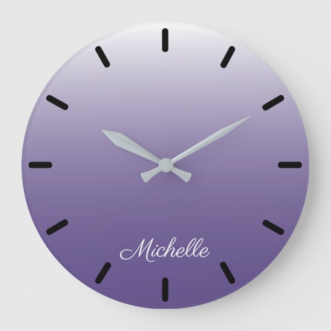 Grande Horloge Ronde dégradé personnalisé ombre Ultra Violet (Recto)