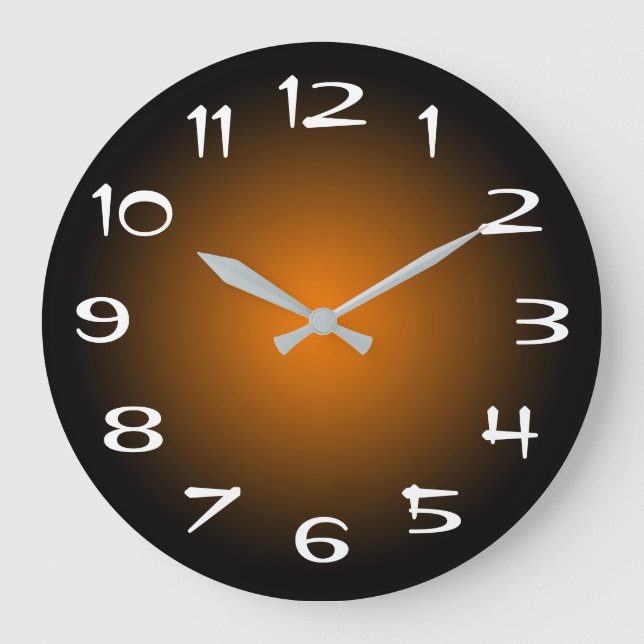 Grande Horloge Ronde Dégradé radial noir et orange (Recto)