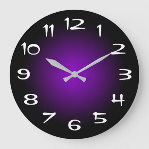 Grande Horloge Ronde Dégradé radial violet noir et foncé