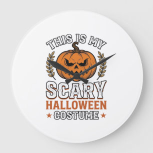 Grande Horloge Ronde Déguisement Halloween Épouvantable Citrouille Vect