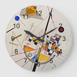 Grande Horloge Ronde Délicat Tension Art abstrait par W. Kandinsky