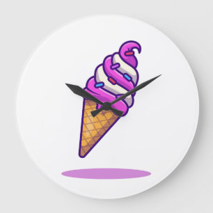 Grande Horloge Ronde Délicieuse crème glacée Cone Treat