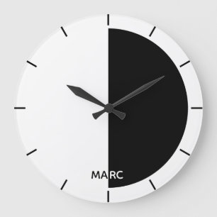 Grande Horloge Ronde Demi-Cercle Noir Et Blanc