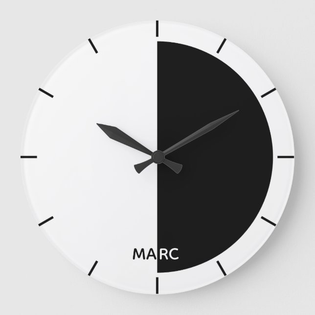 Grande Horloge Ronde Demi-Cercle Noir Et Blanc (Recto)