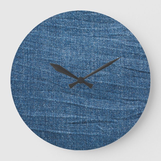 Grande Horloge Ronde Dénim bleu Texture : Jeans classiques. (Recto)