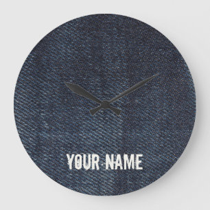Grande Horloge Ronde Denim fabric texture de jeans