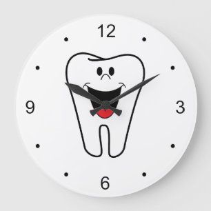 Grande Horloge Ronde Dent de sourire heureuse d'amusement pour des
