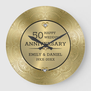 Grande Horloge Ronde Dentelle d'or 50e anniversaire de mariage