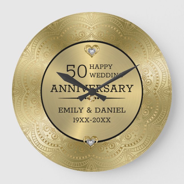 Grande Horloge Ronde Dentelle d'or 50e anniversaire de mariage (Recto)