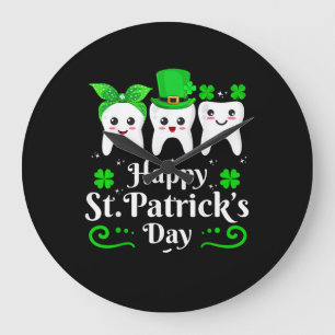 Grande Horloge Ronde Dentist Happy Jour de la Saint Patrick Dental Assi
