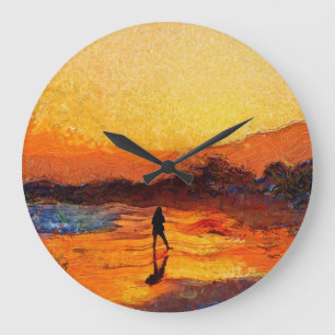 Grande Horloge Ronde Dernière lumière du jour Mur acrylique couché d