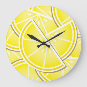 Grande Horloge Ronde Des coins de citron funky !