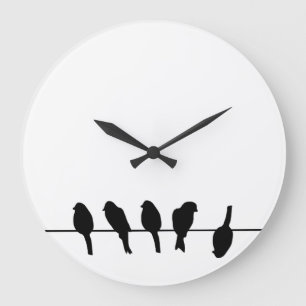 Grande Horloge Ronde Des oiseaux sur un fil - osez être différent