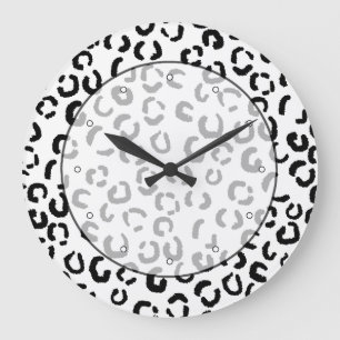 Grande Horloge Ronde Des patters de Black and White Leopard.