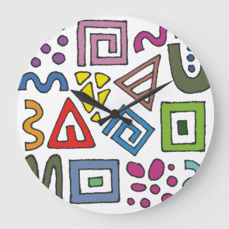 Grande Horloge Ronde Design abstrait motif géométrique moderne
