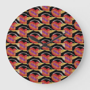 Grande Horloge Ronde Design artistique dans la moutarde noire et le sab