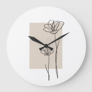 Grande Horloge Ronde Design d'art plante Abstrait
