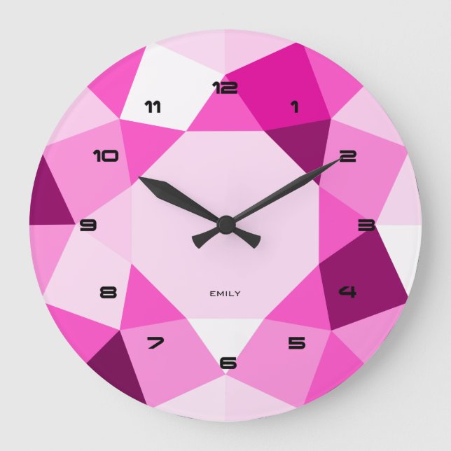 Grande Horloge Ronde Design de mode rose (Recto)