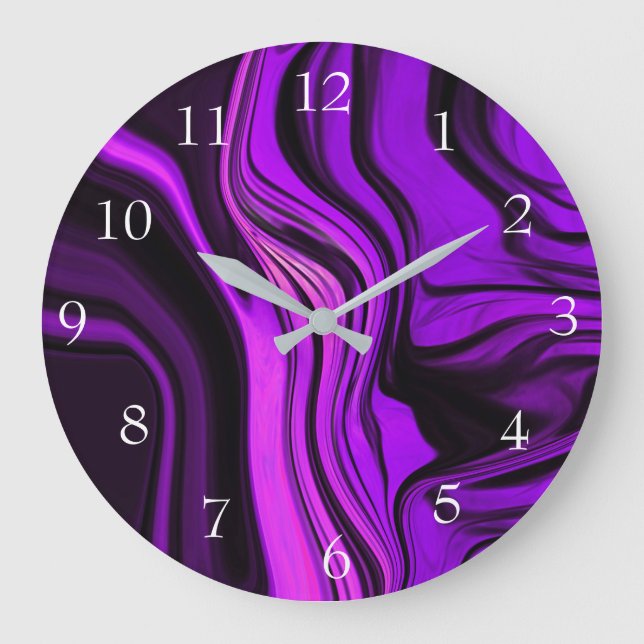 Grande Horloge Ronde Design de Purple Abstract (Recto)