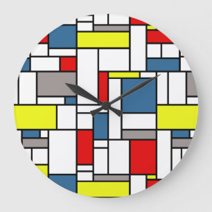 Grande Horloge Ronde Design de style mondrien