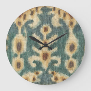 Grande Horloge Ronde Design décoratif de tissu Ikat par Chariklia Zarr